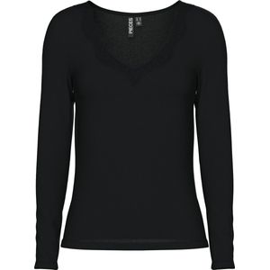 Pieces dames shirt Kant lange mouw - Barbera - Zwart