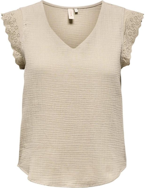 Only T-shirt Onlthyra Sl Mix Top Wvn 15292918 Oxford Tan Dames