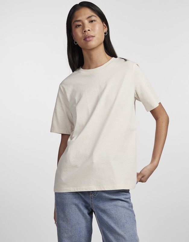 Pieces - T-shirt - Birch - 100% Biologisch Katoen