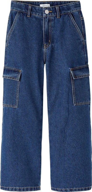 Name It Jeans Nkfrose Hw Wide Cargo Jeans 6190-bs 13220709 Dark Blue Denim Dames 8