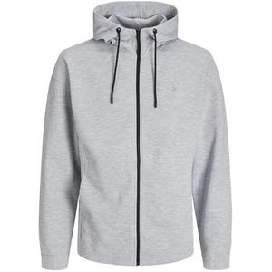 JACK & JONES Jax sweat zip hood regular fit, heren sweatvest katoenmengsel met capuchon, lichtgrijs melange