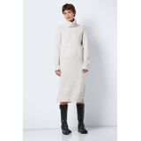 Tricot Jurk - Eggnog - Breisel - Lange Mouwen - Colkraag - Zijsplitjes