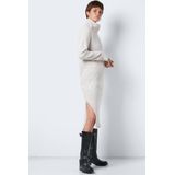 Tricot Jurk - Eggnog - Breisel - Lange Mouwen - Colkraag - Zijsplitjes