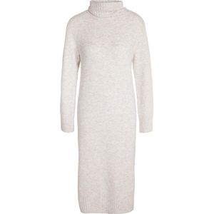 Tricot Jurk - Eggnog - Breisel - Lange Mouwen - Colkraag - Zijsplitjes
