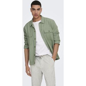 Only & Sons - Onskennet Ls Linen Overshirt - Swamp - Overhemd
