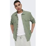 Only & Sons - Onskennet Ls Linen Overshirt - Swamp - Overhemd