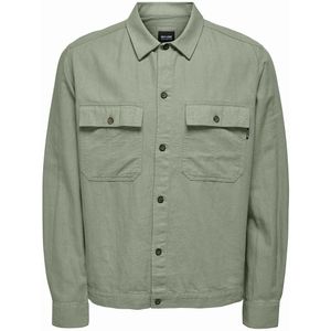 Only & Sons - Onskennet Ls Linen Overshirt - Swamp - Overhemd