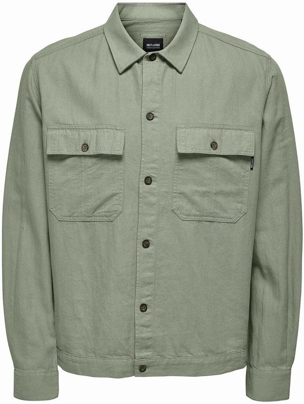 Only & Sons - Onskennet Ls Linen Overshirt - Swamp - Overhemd