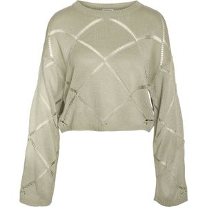 Noisy may Dames Nmjune L/S O-Neck Crop Knit Noos Pullover, desert sage, M