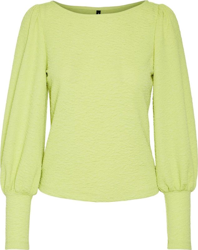 Vero Moda - VMVIBE Puff Sleeve Top - Dames Trui - Sharp Green - 95% Polyester, 5% Elastaan