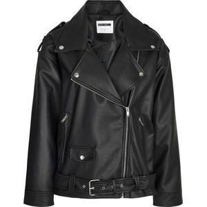 Noisy May Kunstleren Jas Dames - Oversized - Zwart
