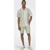 ONLY & SONS Herenhemd - Kaki - Linnen - Korte Mouwen - Resortkraag