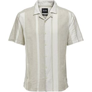 ONLY & SONS Herenhemd - Kaki - Linnen - Korte Mouwen - Resortkraag