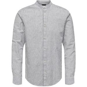 ONLY & SONS Onscaiden Ls Mao Stripe Linnen Shirt voor heren, navy, XS