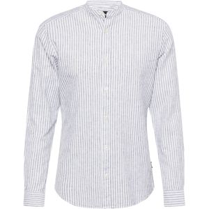 ONLY & SONS - ONSCAIDEN LS MAO STRIPE LINEN SHIRT - Overhemd - Dark navy - Slim fit