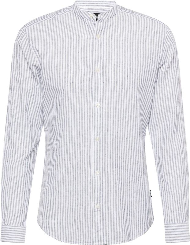 ONLY & SONS - ONSCAIDEN LS MAO STRIPE LINEN SHIRT - Overhemd - Dark navy - Slim fit