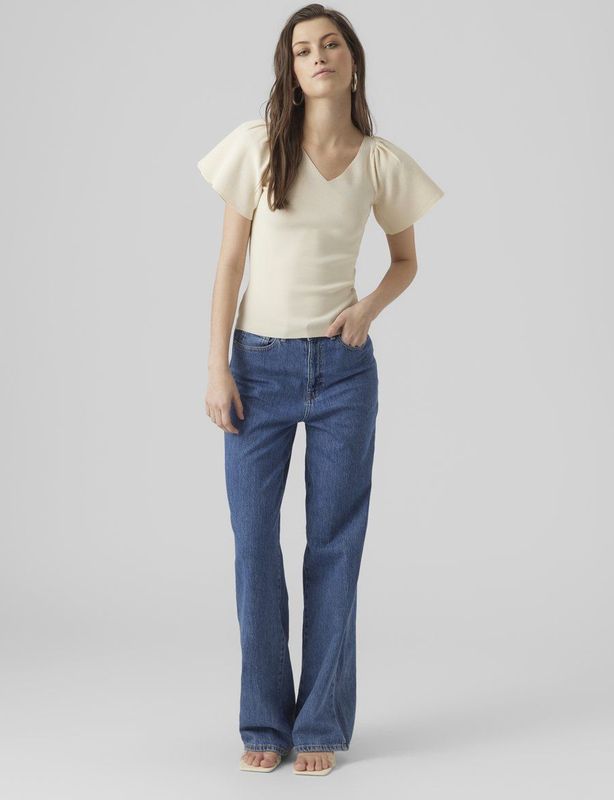 VERO MODA - VMGINNY - T-shirt - Eggnoga - Korte Mouwen