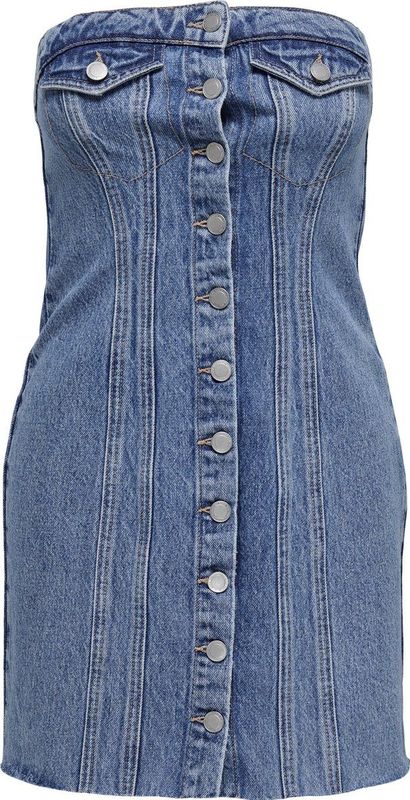 Onljasmine - Korte Jurk - Denim - Strapless - Bodycon Fit - Mini-lengte - Mid Wash