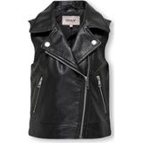 KIDS ONLY - Jas - Synthetisch Leer - Omkeerbaar - Mouwloos - Asymmetrische Ritssluiting - Kort