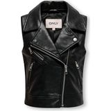 KIDS ONLY - Jas - Synthetisch Leer - Omkeerbaar - Mouwloos - Asymmetrische Ritssluiting - Kort