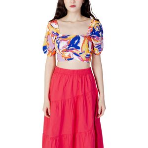 Only - Crop Top - Multicolor - Korte Mouwen - Vierkante Hals