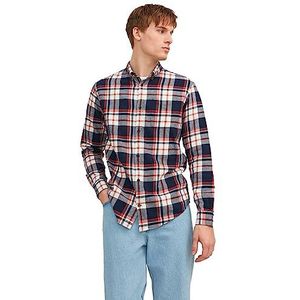 JACK & JONES Chemise à carreaux pour homme, Cinnabar, S