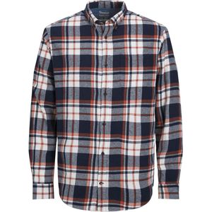 JACK & JONES Chemise à carreaux pour homme, Cinnabar, M