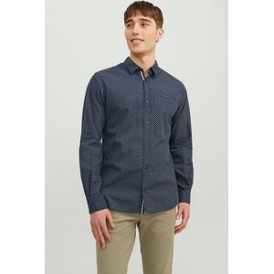JACK & JONES - Effen Hemd - Marineblauw - Katoen