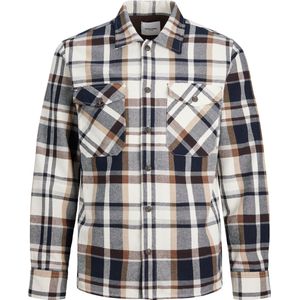 Jack&Jones - Geruite Overshirt - Beige-Bruin - Katoen-Polyester