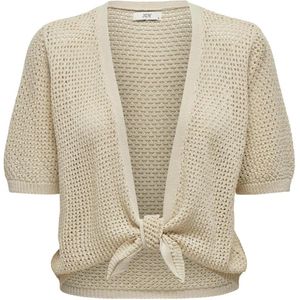 JDY - Gebreid Vest met Strikceintuur - V-Hals - Lange Mouwen - Kort