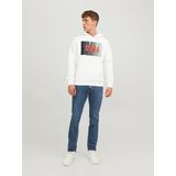 JACK & JONES - Corp Logo - Hoodie - Wit - Katoenmengsel met Capuchon