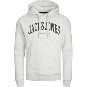 JACK & JONES - Hoodie - Wit Melange - Katoen - Comfortabele Capuchon