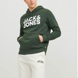 JACK & JONES Hoodie - Groen - Katoenmengsel - Capuchon Met Grote Print