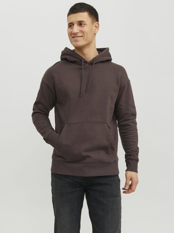 JACK & JONES Star basic sweat hood regular fit - heren hoodie katoenmengsel met capuchon - bruin
