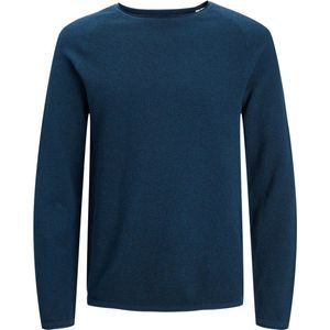 JACK & JONES - Hill Knit - Pullover - Middenblauw Melange - Katoen - Slim Fit