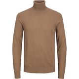 JACK & JONES Emil knit roll neck slim fit, heren pullover viscosemengsel met col, camel bruin