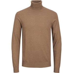 JACK & JONES Emil knit roll neck slim fit, heren pullover viscosemengsel met col, camel bruin