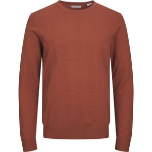 JACK & JONES Emil knit crew neck slim fit, heren pullover viscosemengsel met O-hals, warm oranje