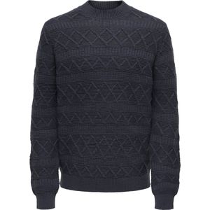 Only & Sons Trui Onswade Reg 5 Struc Crew Neck Knit 22027159 Dark Navy Mannen