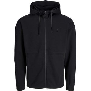 JACK & JONES Jax sweat zip hood regular fit, heren sweatvest katoenmengsel met capuchon, zwart