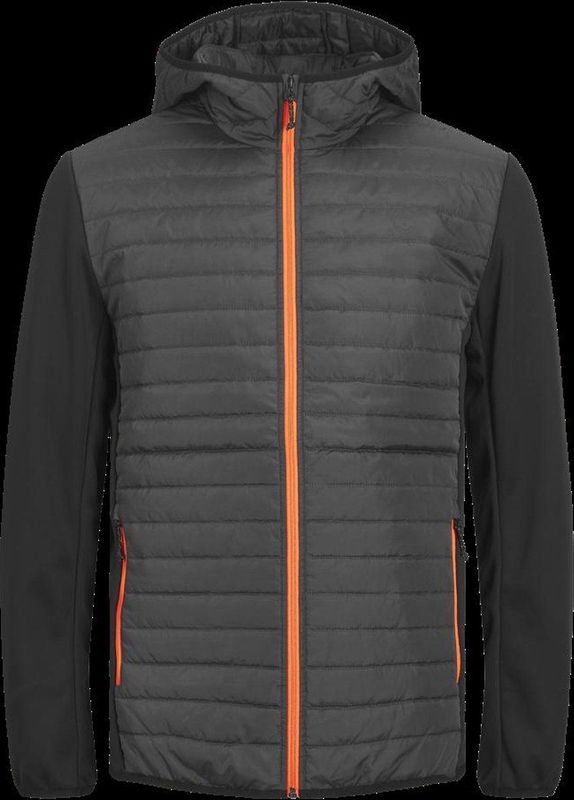 JACK & JONES ESSENTIALS Gewatteerde Jas JJEMULTI met Logo Asphalt/Black