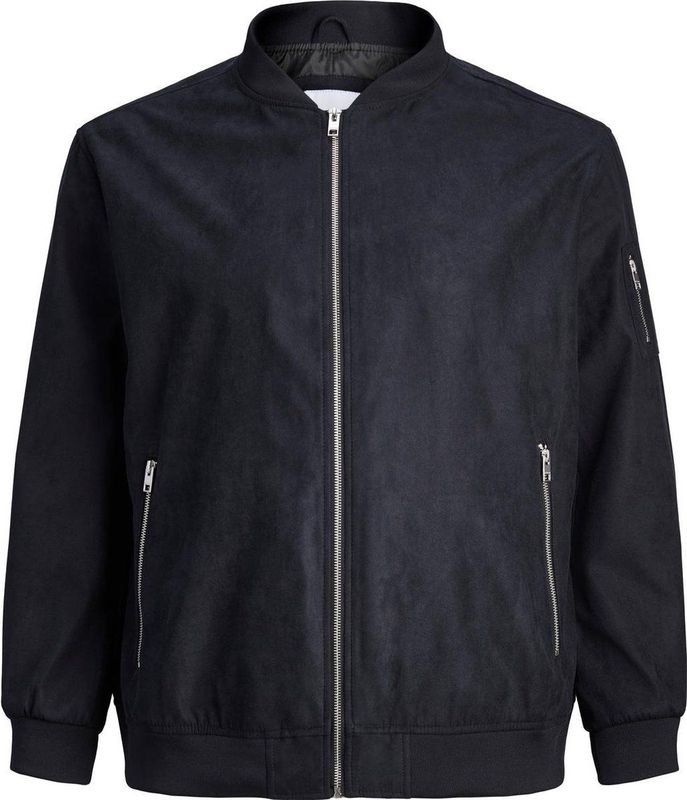 JACK & JONES Jjerocky Bomberjack van synthetisch suède voor heren, Gitzwart. Details: kunstsuède