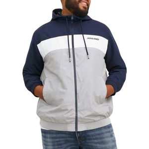 JACK & JONES Jjerush Hood Bomber Noos Pls Bomber heren, Marineblazer/detail: wit/lichtgrijs blokmix, 5XL