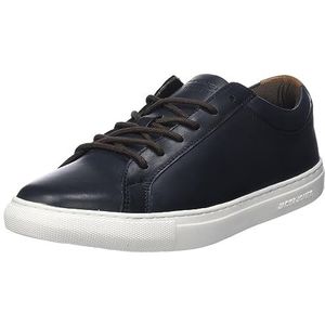 JACK & JONES Jfwgalaxy leren sneakers voor heren, Navy Blazer Detail Dark Cognac