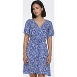 Jerseyjurk - V-Hals - Korte Mouwen - Knoopsluiting - Mini-Lengte - Riem in Taille - Regular Fit