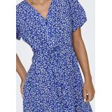 Jerseyjurk - V-Hals - Korte Mouwen - Knoopsluiting - Mini-Lengte - Riem in Taille - Regular Fit