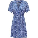 Jerseyjurk - V-Hals - Korte Mouwen - Knoopsluiting - Mini-Lengte - Riem in Taille - Regular Fit