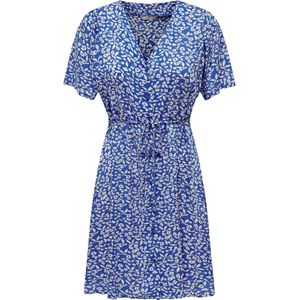 Jerseyjurk - V-Hals - Korte Mouwen - Knoopsluiting - Mini-Lengte - Riem in Taille - Regular Fit