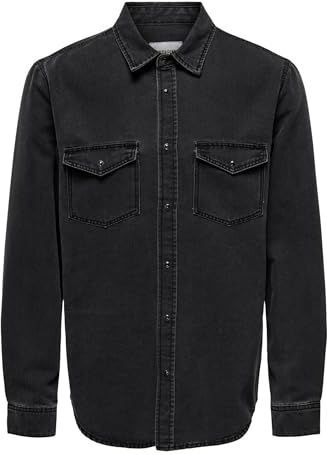 Only & Sons - ONSBANE DENIM - Overhemd - Grijs - Regular Fit