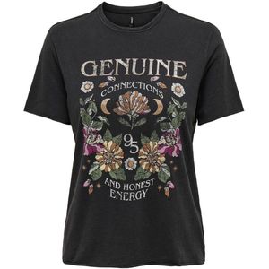 Only Dames Onllucy Reg S/S Top Jrs - Zwart/Print